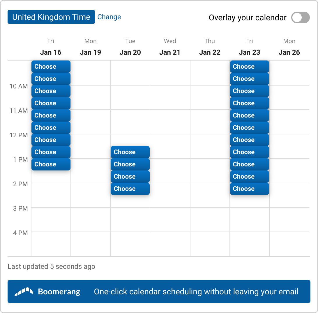 A set of time slots for Short consult with Dr. Blanka