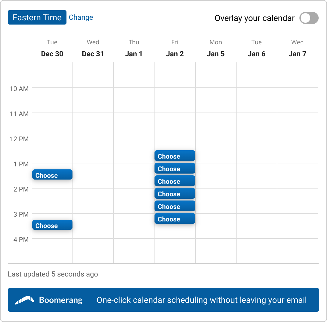 A set of time slots for Let