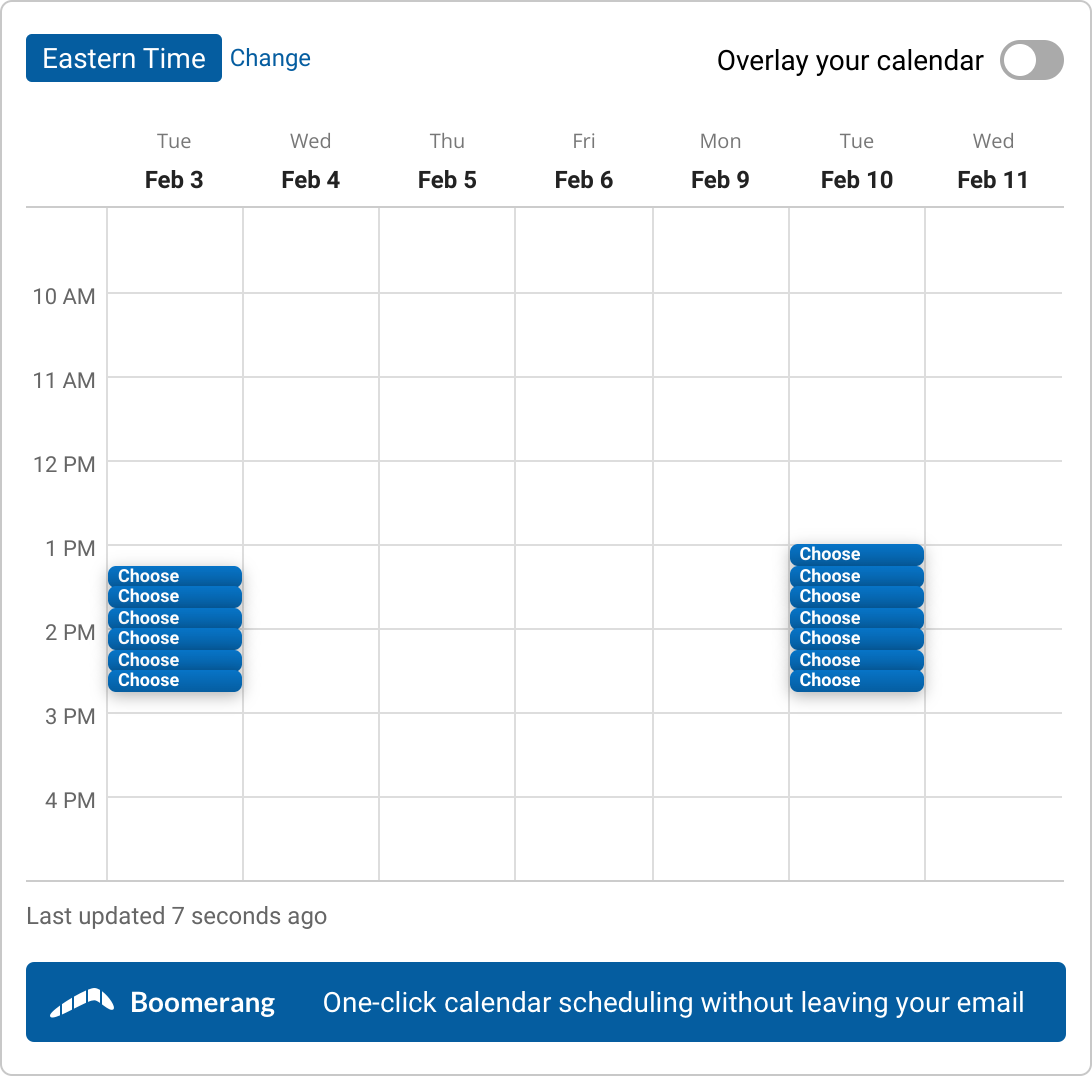 A set of time slots for Sanctuary Indy intro with Erica Schneider