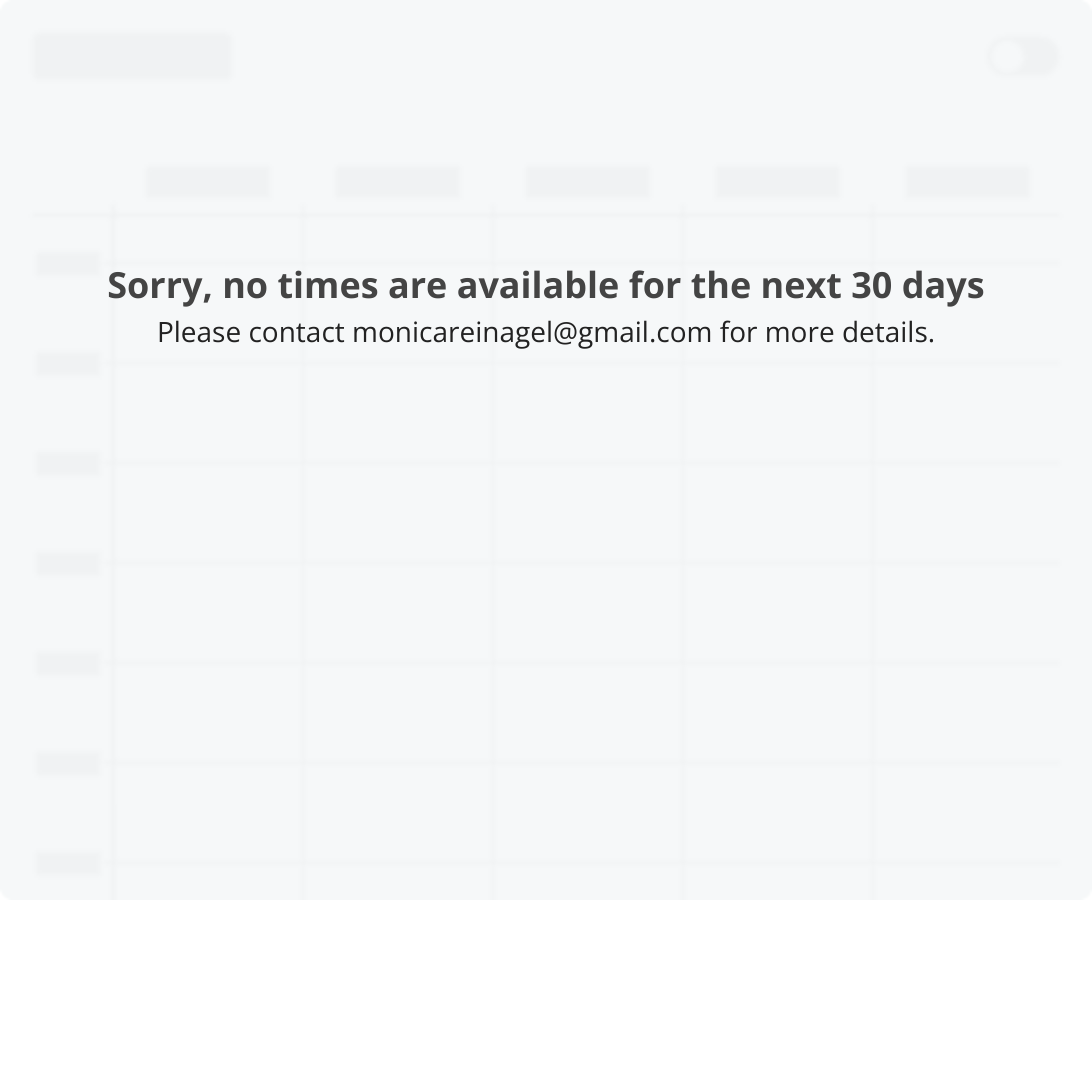 A set of time slots for 30 min Meeting with Monica Reinagel