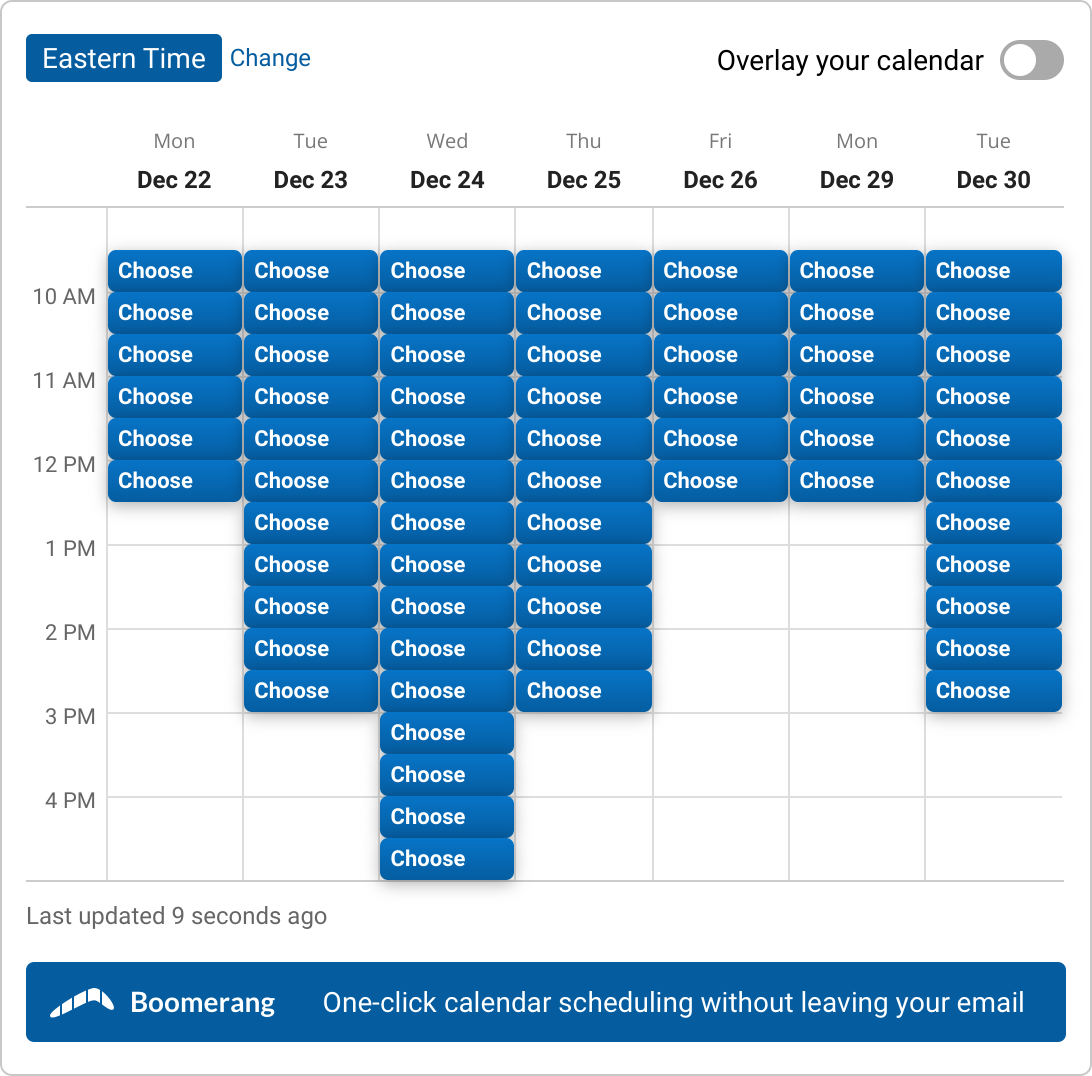 A set of time slots for Discuss Your New Project with Paul McGrath
